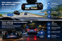 Dashcam E-ACE 4K avec double caméra avant et arrière, WiFi, GPS et vision nocturne