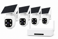 Kit de 4 Caméras Solaires Wi-Fi FOSSENXE 4MP – PTZ 360°, Suivi Automatique et Compatible Alexa