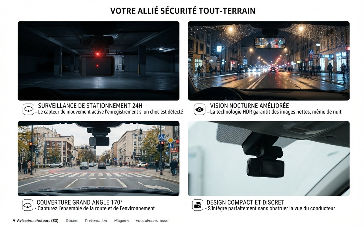 Dashcam Acceo 4K WiFi avec double caméra, GPS, caméra arrière 2,5K et vision nocturne