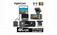 Dashcam Acceo 4K WiFi avec double caméra, GPS, caméra arrière 2,5K et vision nocturne