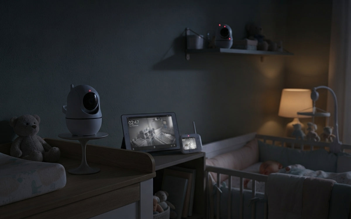 Moniteur Vidéo Bébé 1080P HD SM70V2 – Écran Divisé, Zoom et Caméra PTZ, Sans Wi-Fi