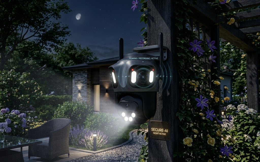Caméra IP WIFI à trois objectifs et trois écrans, caméra extérieure, suivi automatique, surveillance intelligente, vision nocturne, sécurité, iCsee