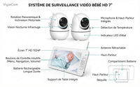 Moniteur Vidéo Bébé 1080P HD SM70V2 – Écran Divisé, Zoom et Caméra PTZ, Sans Wi-Fi
