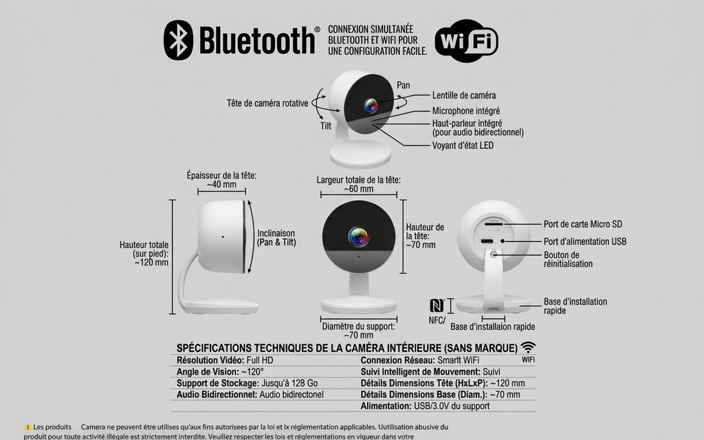 Caméra Intérieure 4MP WiFi Tuya – Détection de Mouvement, Audio & Vision Nocturne