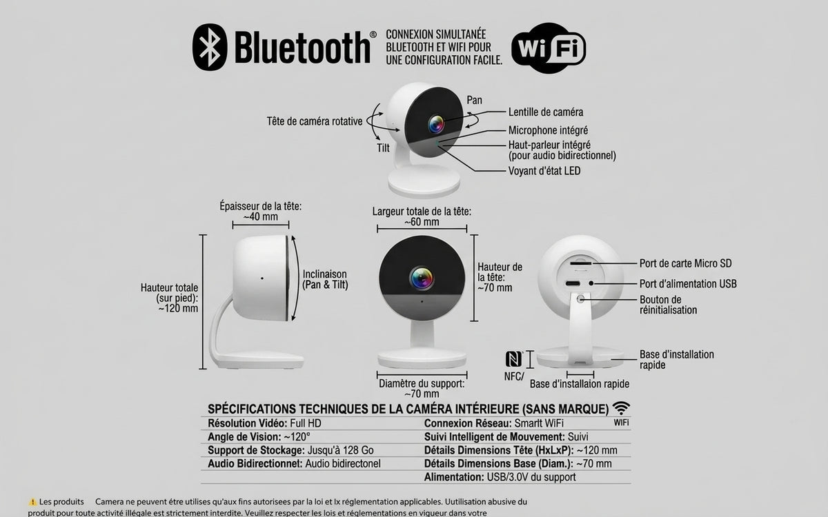 Caméra Intérieure 4MP WiFi Tuya – Détection de Mouvement, Audio & Vision Nocturne