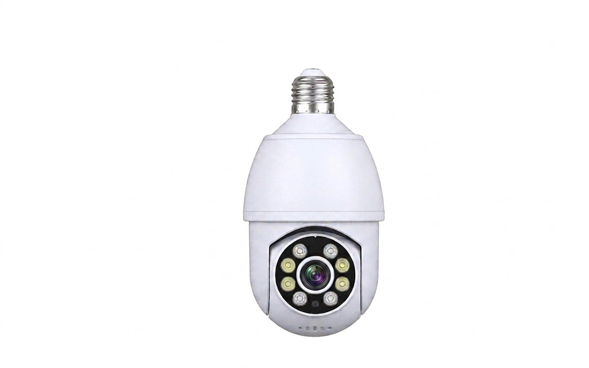 Caméra Ampoule E27 5MP WiFi – PTZ, Zoom 10X, Suivi IA & Vision Nocturne