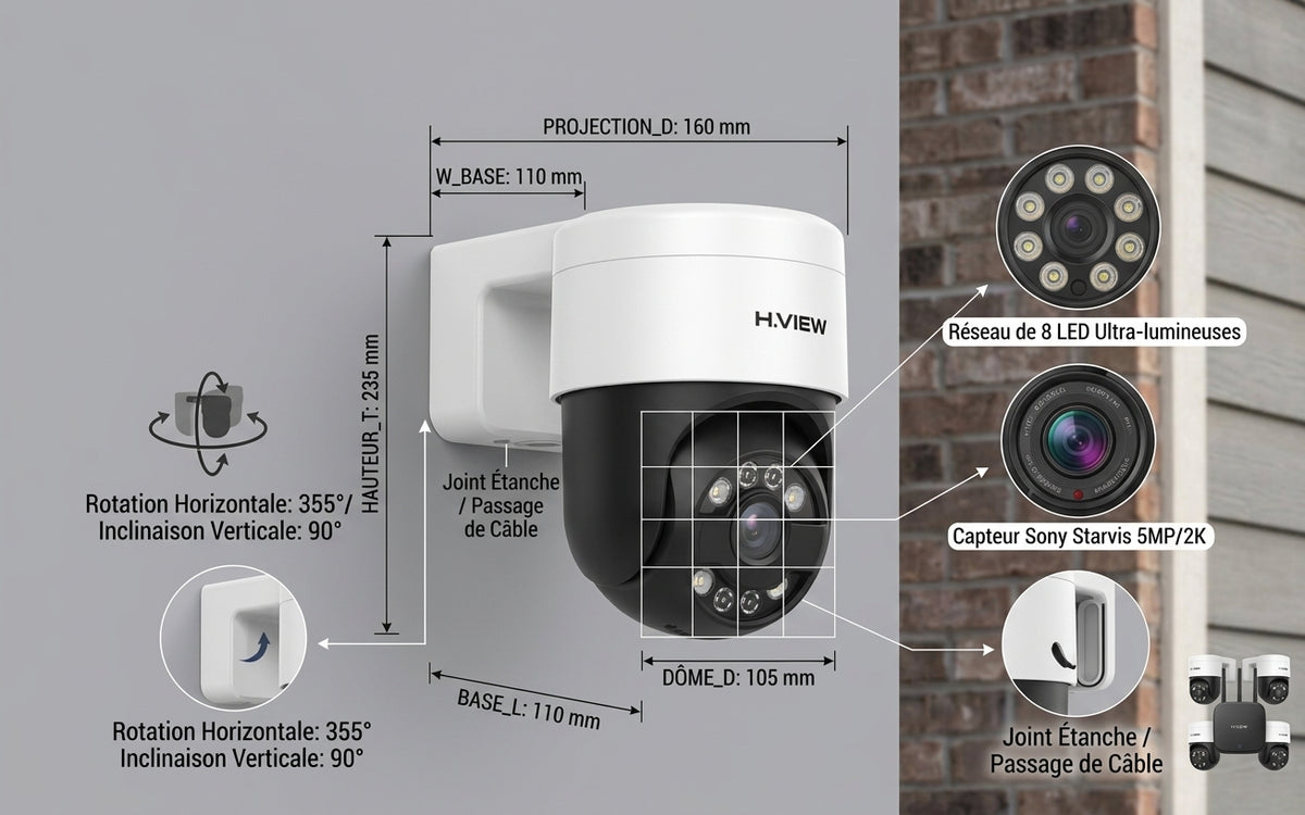 Kit Vidéosurveillance Extérieur 4K 8MP – PTZ, Détection IA