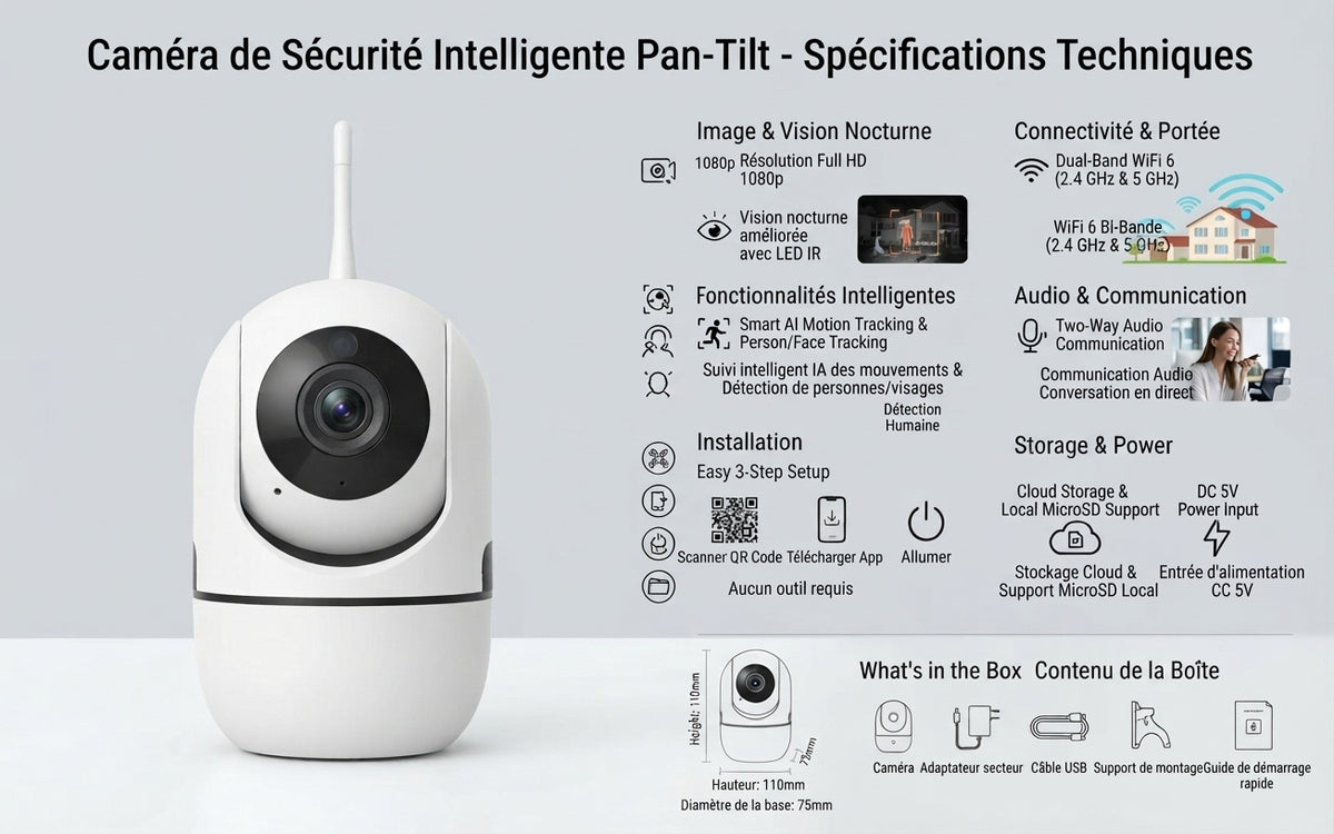 Pack 4 Caméras WiFi – Vision Nocturne, Détection & Audio 2 Voies