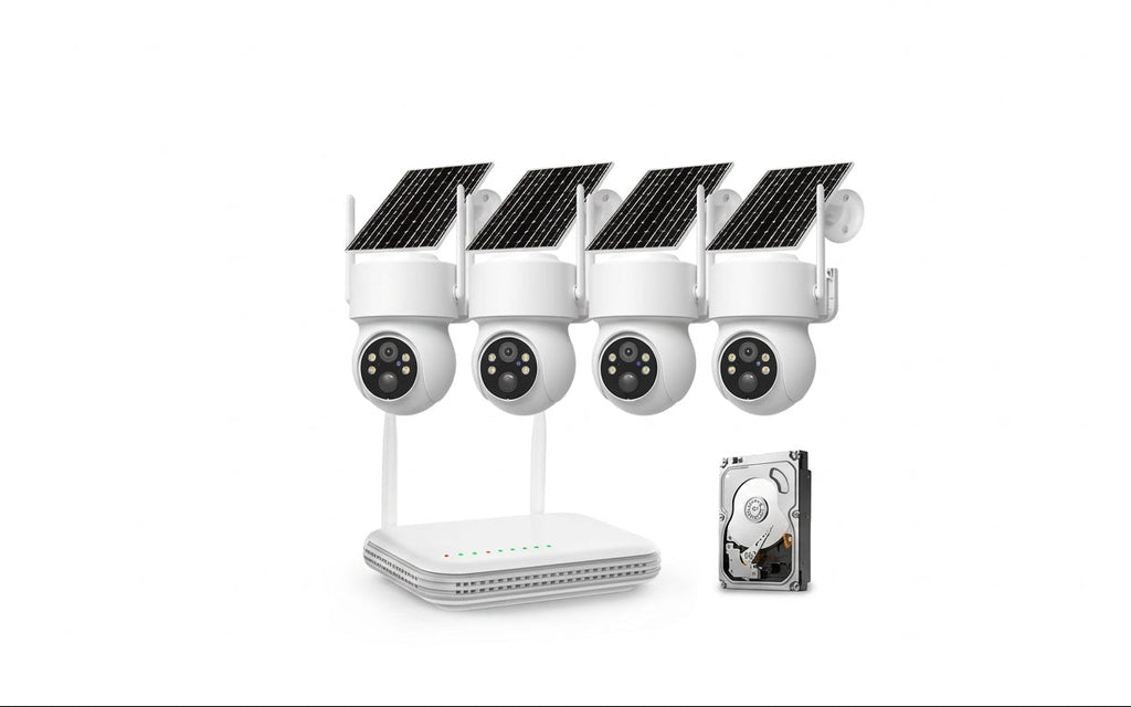 Kit 4 Caméras Solaires WiFi – Détection PIR, PTZ & Base iCSee
