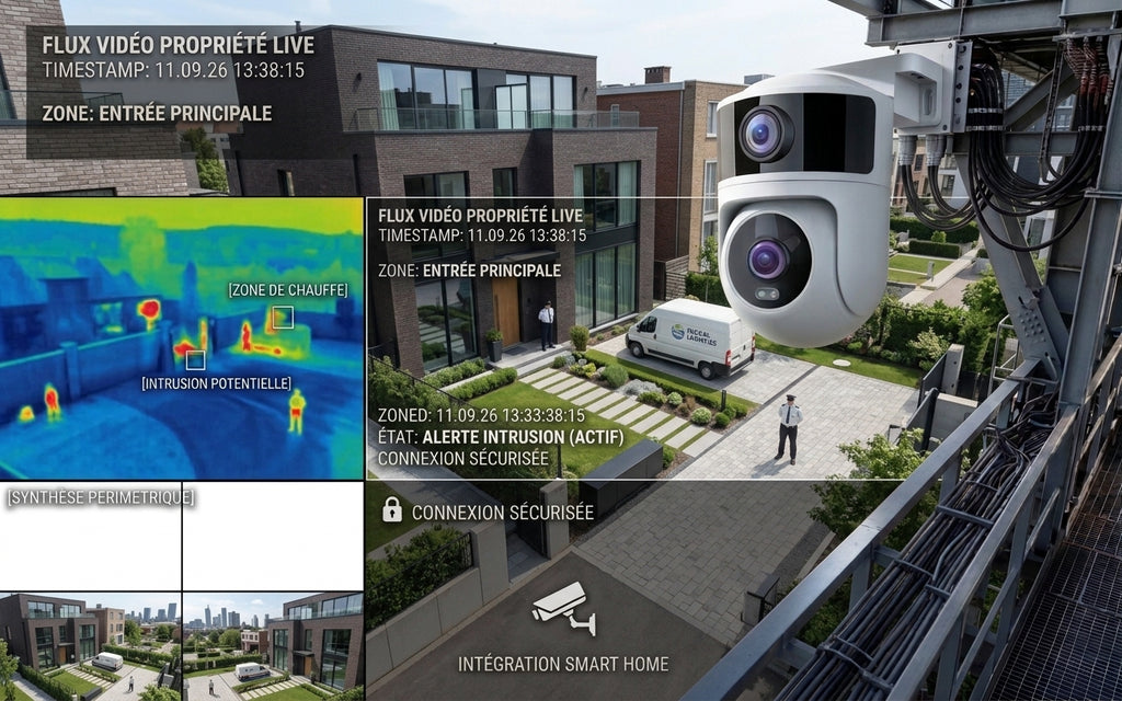 Caméra de Surveillance Extérieure 4K 8MP Double Objectif PTZ – WiFi, Suivi Automatique & Vision Nocturne