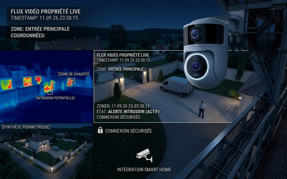 Caméra de Surveillance Extérieure 4K 8MP Double Objectif PTZ – WiFi, Suivi Automatique & Vision Nocturne