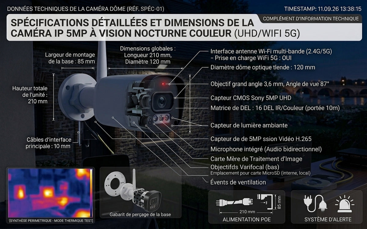Caméra de Surveillance Extérieure 5MP Bullet PoE – WiFi