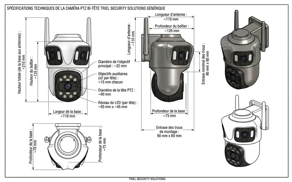 Caméra IP WIFI à trois objectifs et trois écrans, caméra extérieure, suivi automatique, surveillance intelligente, vision nocturne, sécurité, iCsee