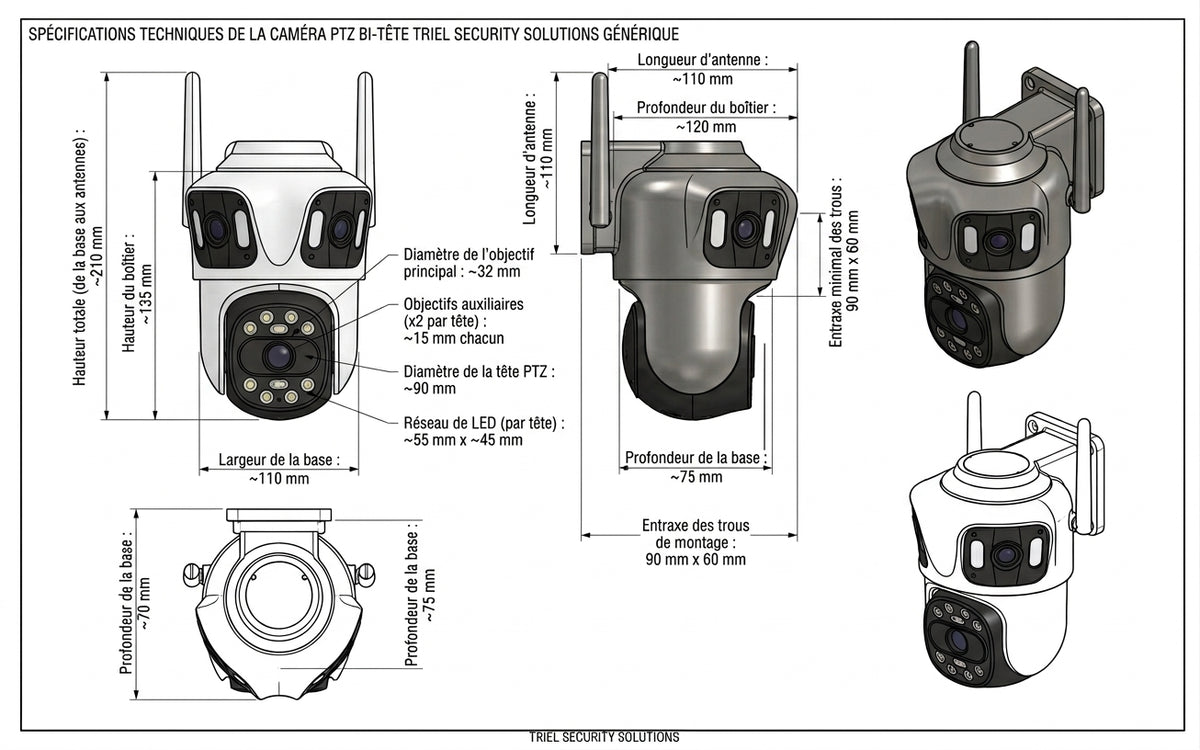 Caméra IP WIFI à trois objectifs et trois écrans, caméra extérieure, suivi automatique, surveillance intelligente, vision nocturne, sécurité, iCsee