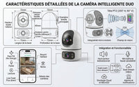Caméra Intérieure 5G WiFi à double objectif, 4K 8MP, animaux de compagnies & bébé